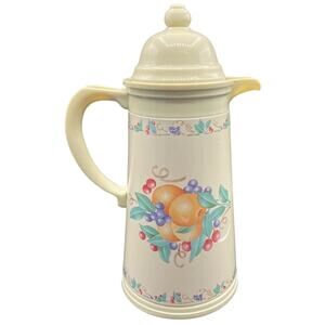 Vtg 1980s Corningware insulated carafe "Abundance" pattern autumn fruits pitcher